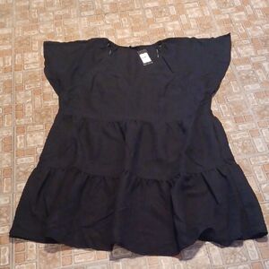 Elegant Black Women's Frill Mini Dress City Chic Tunic Top Size 20